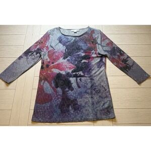 Coldwater creek‎ Women's Floral Tunic Blouse Top Size M  Purple & Gray. Poly.
